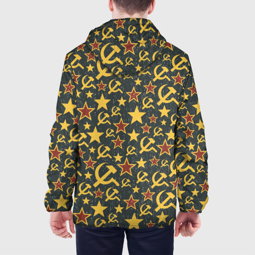 Мужская куртка 3D с принтом Серп и Молот - СССР, вид сзади #2