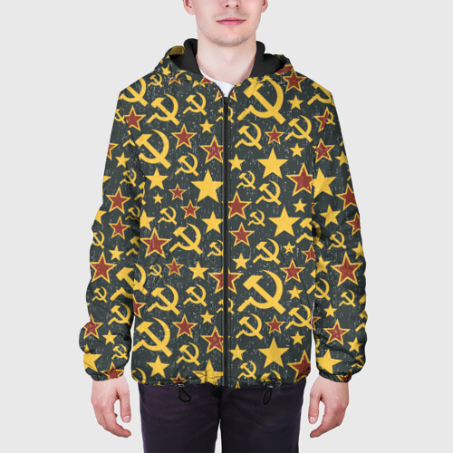 Мужская куртка 3D с принтом Серп и Молот - СССР, вид сбоку #3