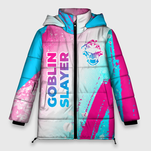 Женская зимняя куртка Oversize Goblin Slayer neon gradient style: надпись, символ, цвет черный