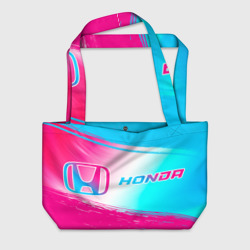 Пляжная сумка 3D Honda neon gradient style: надпись и символ