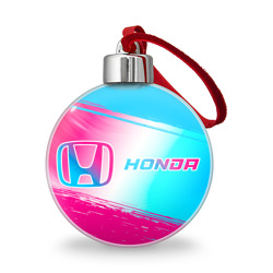 Ёлочный шар Honda neon gradient style: надпись и символ