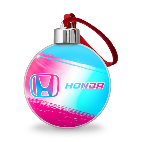 Ёлочный шар Honda neon gradient style: надпись и символ