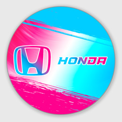 Круглый коврик для мышки Honda neon gradient style: надпись и символ