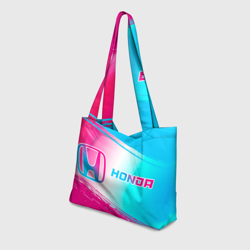 Пляжная сумка 3D Honda neon gradient style: надпись и символ - фото 3