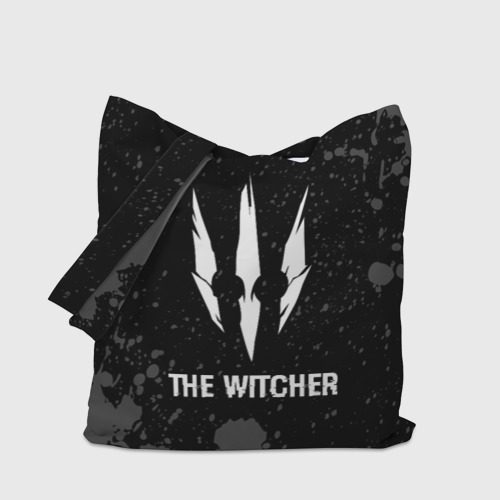 Шоппер 3D с принтом The Witcher glitch на темном фоне, вид сбоку #3