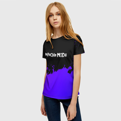 Женская футболка 3D Depeche Mode purple grunge, цвет 3D печать - фото 3