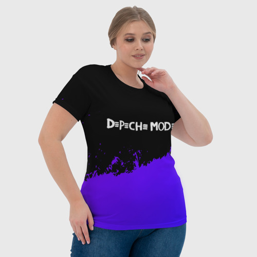 Женская футболка 3D Depeche Mode purple grunge, цвет 3D печать - фото 6