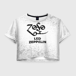 Женская футболка Crop-top 3D Led Zeppelin с потертостями на светлом фоне