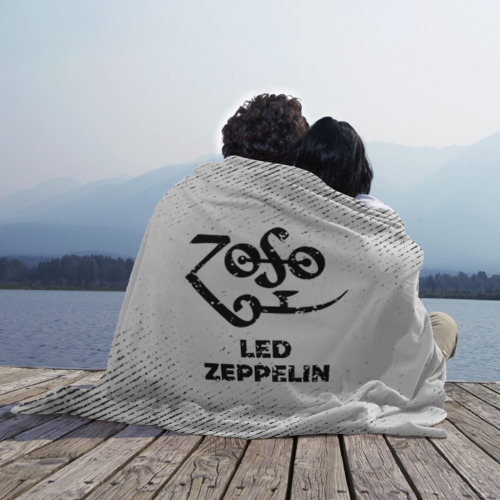 Плед 3D Led Zeppelin с потертостями на светлом фоне, цвет 3D (велсофт) - фото 3