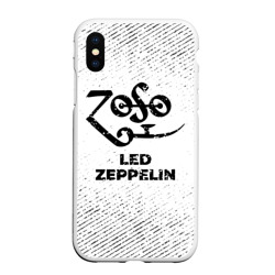 Чехол для iPhone XS Max матовый Led Zeppelin с потертостями на светлом фоне