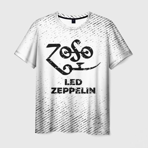 Мужская футболка 3D Led Zeppelin с потертостями на светлом фоне, цвет 3D печать