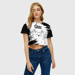 Женская футболка Crop-top 3D Ozzy Osbourne рок кот на светлом фоне - фото 2