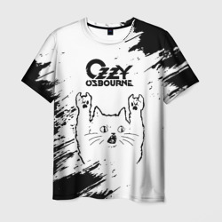 Мужская футболка 3D Ozzy Osbourne рок кот на светлом фоне