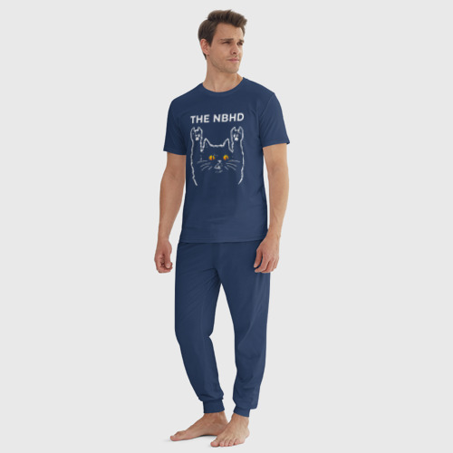 Мужская пижама хлопок с принтом The Neighbourhood rock cat, вид сбоку #3
