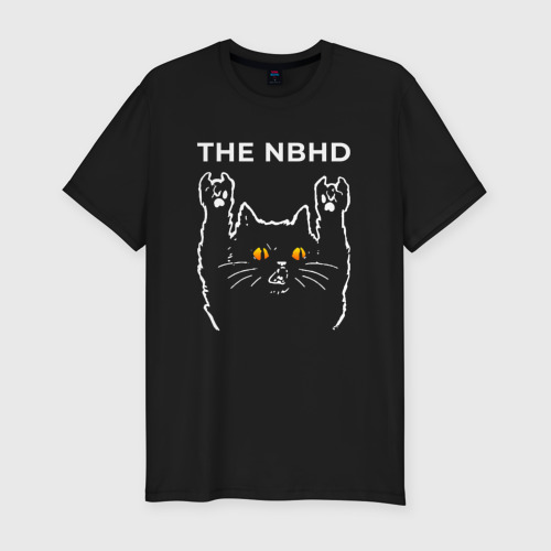 Мужская футболка хлопок Slim The Neighbourhood rock cat, цвет черный