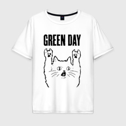 Мужская футболка хлопок Oversize Green Day - rock cat
