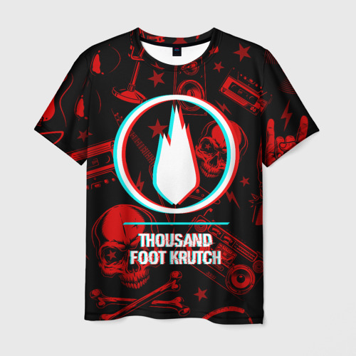 Мужская футболка с принтом Thousand Foot Krutch rock glitch, вид спереди №1