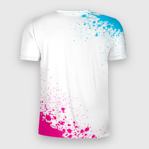 Мужская футболка 3D Slim Slipknot neon gradient style: надпись, символ, цвет 3D печать - фото 2