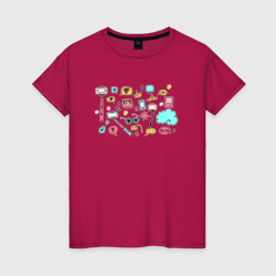 Селфи узор из мобильных и камер – Женская футболка хлопок с принтом купить