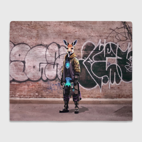 Плед с принтом Dude kangaroo - Bronx - New York, вид спереди №1