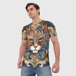 Мужская футболка 3D Кот в узорах - фото 2