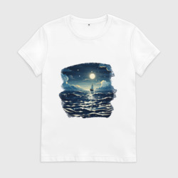 Женская футболка хлопок Ночная романтика под луной