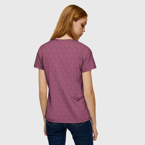 Женская футболка 3D Узор Хуф и Ся - розовый и черный, цвет 3D печать - фото 4