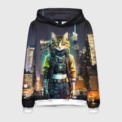 Мужская толстовка 3D Cool cat in New York city at night