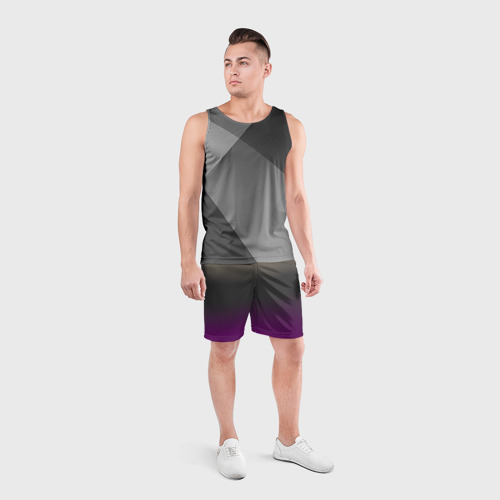 Мужские шорты спортивные с принтом Фиолетовый и серый дым - Хуф и Ся, вид сбоку #3