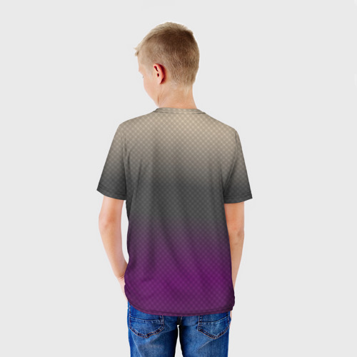 Детская футболка 3D с принтом Фиолетовый и серый дым - Хуф и Ся, вид сзади #2