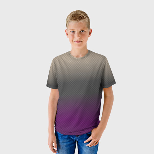 Детская футболка 3D с принтом Фиолетовый и серый дым - Хуф и Ся, фото на моделе #1
