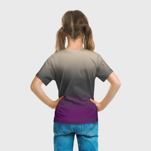 Детская футболка 3D с принтом Фиолетовый и серый дым - Хуф и Ся, вид сзади #2
