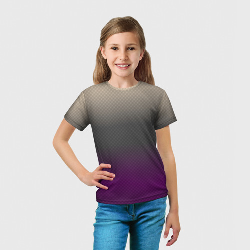Детская футболка 3D с принтом Фиолетовый и серый дым - Хуф и Ся, вид сбоку #3