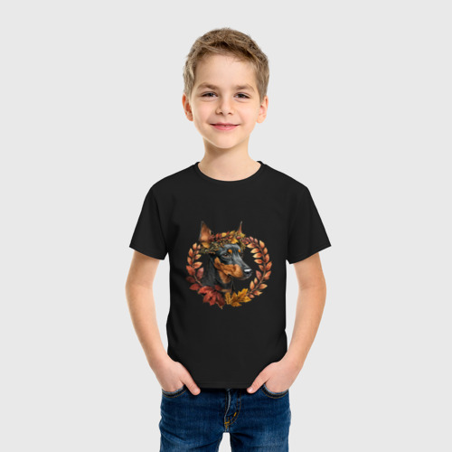 Детская футболка хлопок Цвергпинчер, осень, цвет черный - фото 3