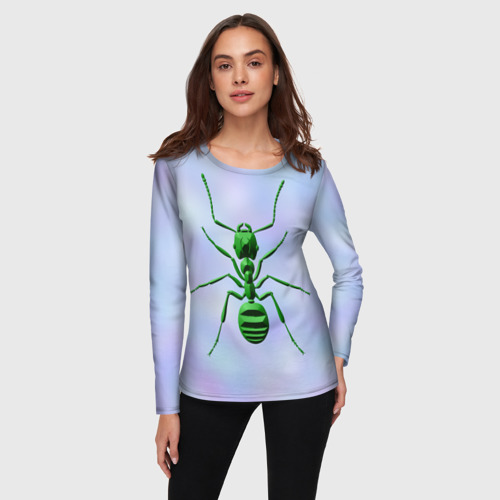 Женский лонгслив 3D Зеленый муравей, цвет 3D печать - фото 3