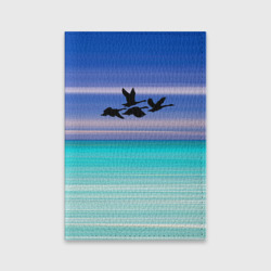 Обложка для паспорта матовая кожа Летят лебеди