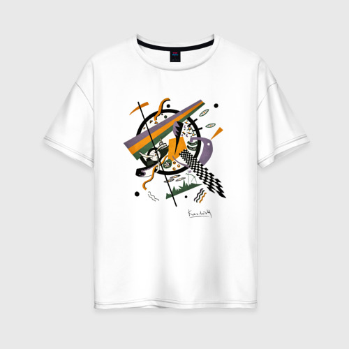 Женская футболка хлопок Oversize Картина Кандинского - Маленькие миры IV, цвет белый