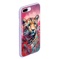 Чехол для iPhone 7Plus/8 Plus матовый Леопард на розовом фоне - нейросеть - фото 2