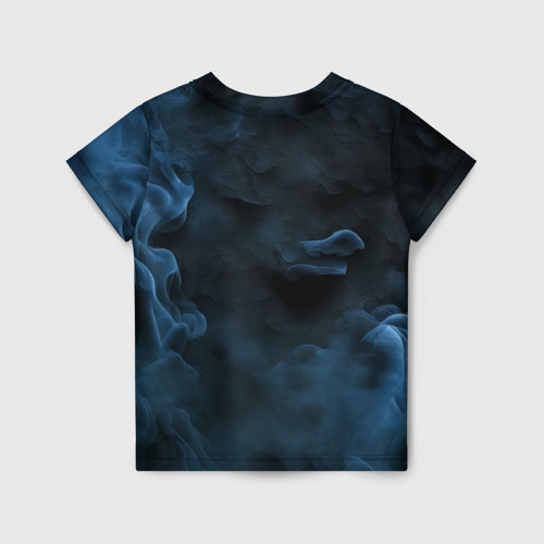 Детская футболка 3D с принтом Синий туман текстура от нейросети, вид сзади #1