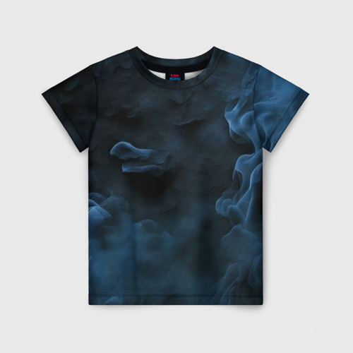 Детская футболка 3D с принтом Синий туман текстура от нейросети, вид спереди #2