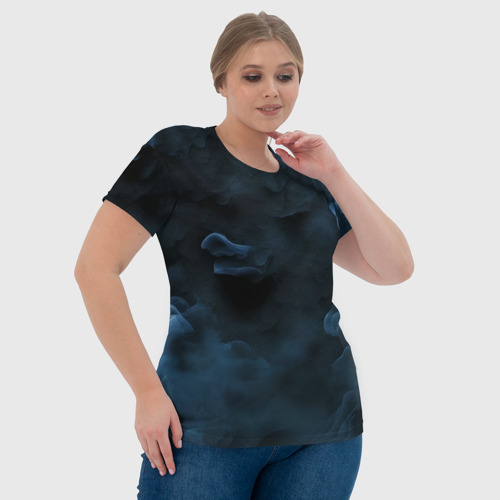 Женская футболка 3D с принтом Синий туман текстура от нейросети, фото #4