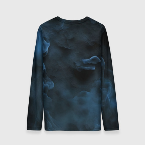 Мужской лонгслив 3D с принтом Синий туман текстура от нейросети, вид сзади #1