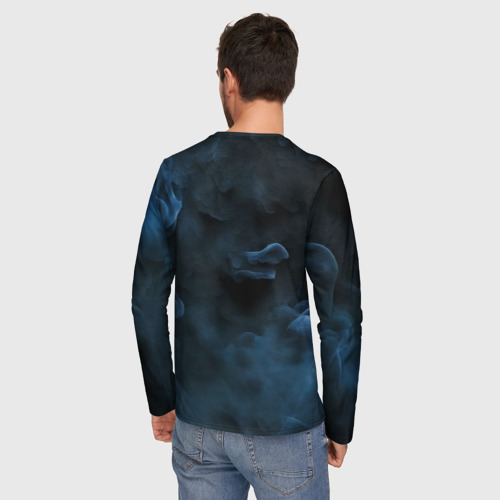 Мужской лонгслив 3D с принтом Синий туман текстура от нейросети, вид сзади #2