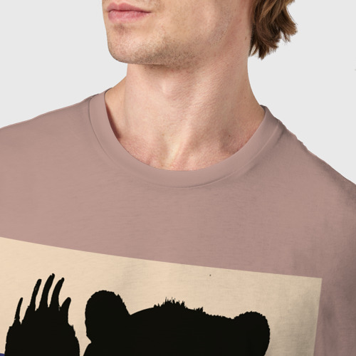 Мужская футболка хлопок Не зли медведя, цвет пыльно-розовый - фото 6