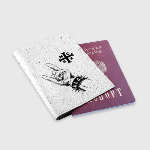 Обложка для паспорта матовая кожа My Chemical Romance и рок символ - фото 3
