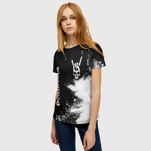 Женская футболка 3D Depeche Mode и рок символ на темном фоне, цвет 3D печать - фото 3