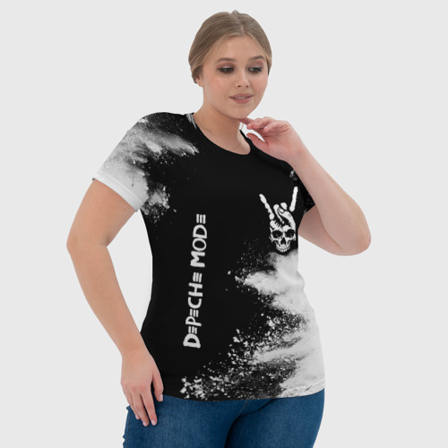 Женская футболка 3D Depeche Mode и рок символ на темном фоне, цвет 3D печать - фото 6