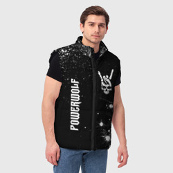 Мужской жилет утепленный 3D Powerwolf и рок символ на темном фоне - фото 2