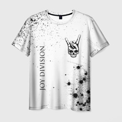 Мужская футболка 3D Joy Division и рок символ на светлом фоне