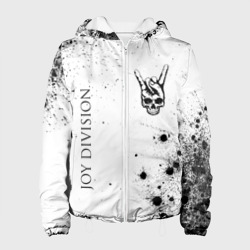 Женская куртка 3D Joy Division и рок символ на светлом фоне